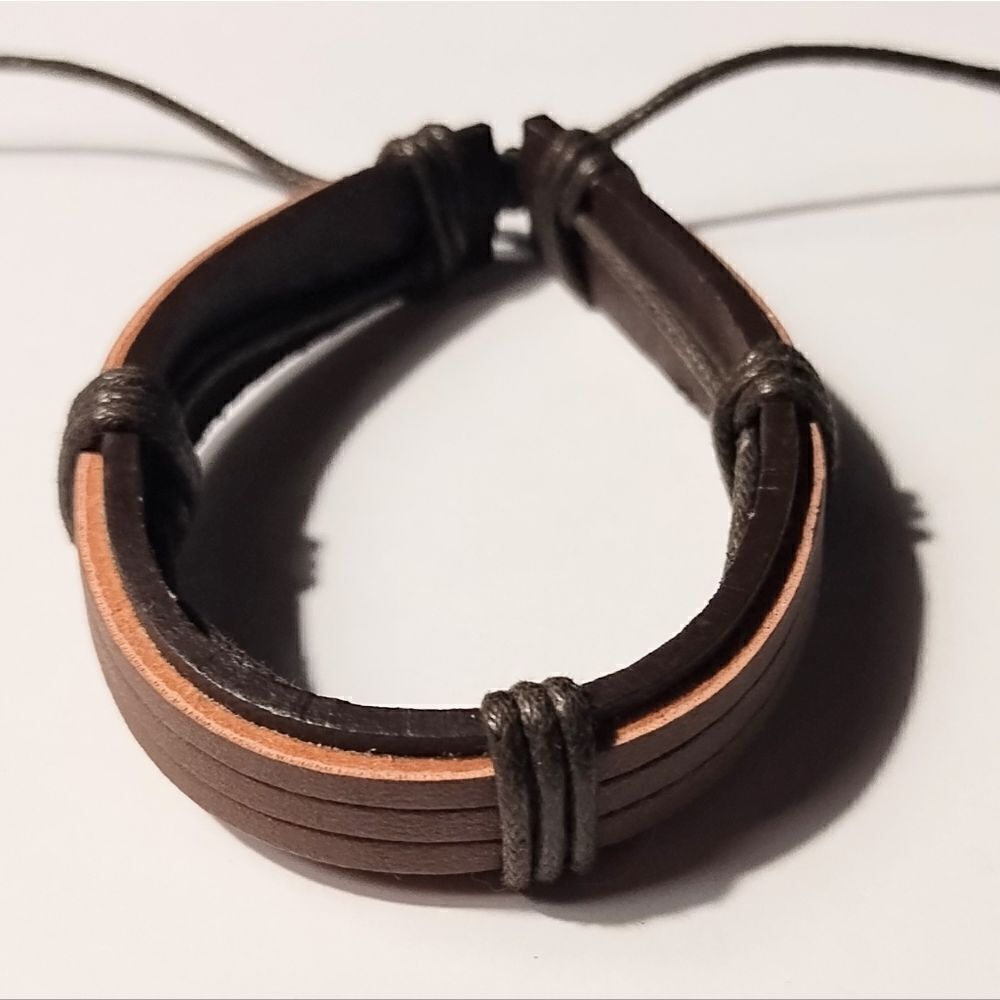 Men's bracelet leather brown new d86‎